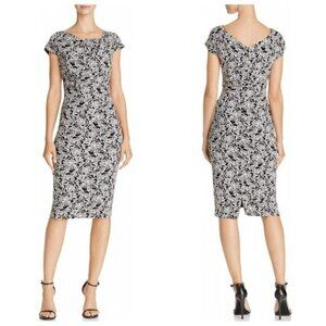 Adrianna Papell Black White Floral Sheath MIdi Dress $149